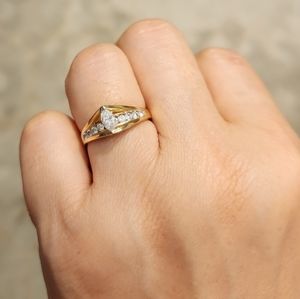14k YG marquise diamond ring